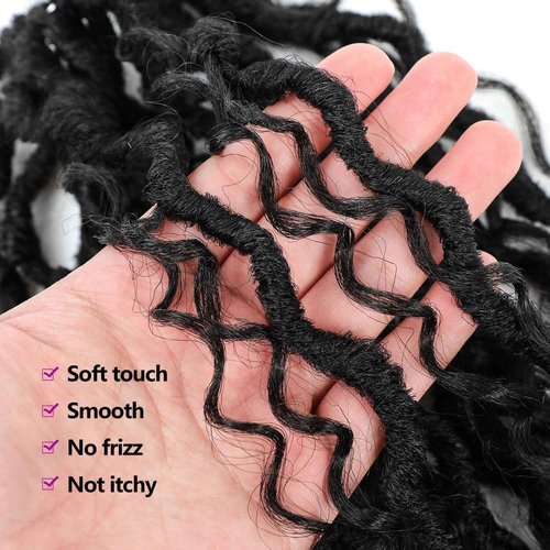 Forevery Goddess Locs Crochet Hair 12 Inch Faux Locs Crochet Hair 6 Packs Pre Looped Crochet Hair for Black Women, Boho Crochet Locs with Curly Ends 1B