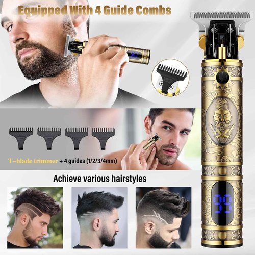Saoilli Professional Hair Trimmer Hair Clippers for Men, Nose Hair Trimmer Men's Shaver Set,Cordless T-Blade Beard Trimmer Barber Clippers,Electric Foil Shavers Razor for Men Haircutting Kit