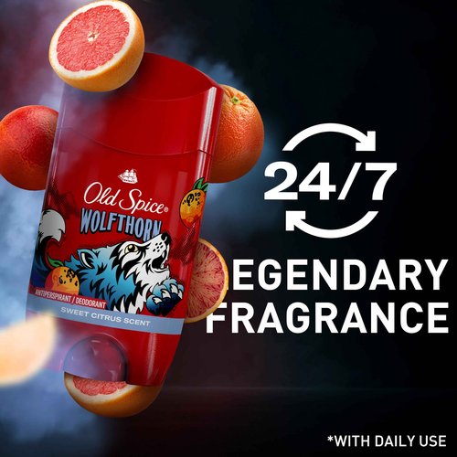 Old Spice Aluminum Free Deodorant for Men, 24/7 Odor Protection, 24/7 Freshness & Lasting Scent, Goes on Clear, Wolfthorn with Sweet Citrus Scent, 2.6 oz (Pack of 6)