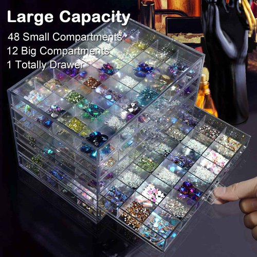 Guolich 5 Tier 120Lattice nail Organizers and Storage Clear Acrylic Nail Jewellery Accessories Storage Case Holder Shelves Display Mesa Para Manicura Profesional Nail Table