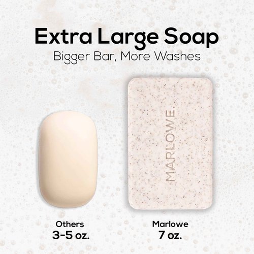 MARLOWE. No. 102 Body Scrub Soap 7 oz (6 Bars) Exfoliating Soap Bar with Shea Butter, Olive Oil & Green Tea, Cleanses & Smooths, Sage & Fir Scent