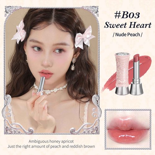 Flower Knows [GIFT] Swan Ballet Shine Lipstick,Hydrating Solid Lip Gloss,Moisturizing Nude peachy Tinted Lip Balm-Long Lasting Lip Gloss in Balm for Girls&Women,Vegan & Cruelty-Free(B03 Sweet Heart)