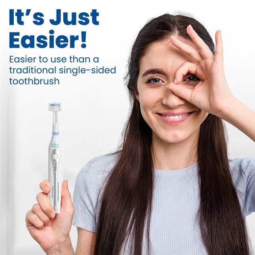 Triple Bristle GO | Portable AA Battery Sonic Toothbrush for Travel | Three Powerful Modes | Soft Nylon Bristles-Also for Autistic & Special Needs Adults and Kids | Triple Bristle GO Two Pack