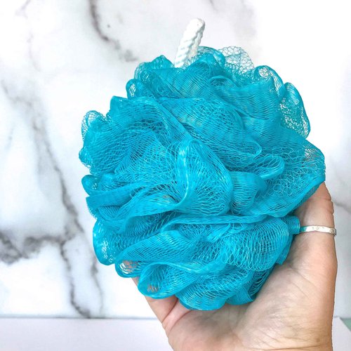 Shower Brush - 20 inch - Long Handle Bundle (set of 2 Bath Brushes + 2 Mesh Loofah Body Scrubs) for Men or Women