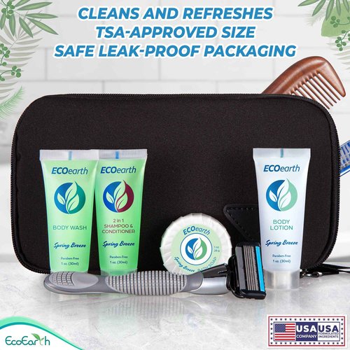 EcoEarth Travel Size Body Wash (1 fl oz, 200 PK, Spring Breeze), Delight Your Guests with a Revitalizing and Refreshing Hotel Body Wash, Quality Mini and Small Size Guest Hotel Toiletries in Bulk