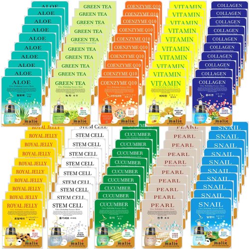 OBS lab 100 Pcs-Combo Ultra Hydraiting Essence Mask (10 types x 10 pcs), Korean Facial Mask Sheet, Skincare Moisturizing