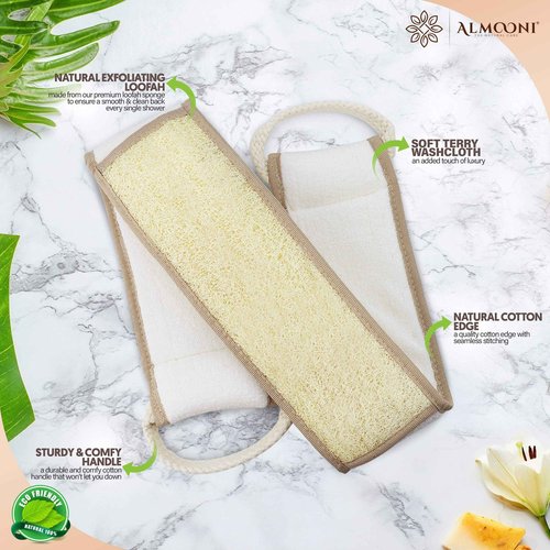 Premium Exfoliating Loofah Pad Body Scrubber, Back Loofah Scrubber, Loofah Pad, and Facial Loofah Bundle, Made with Natural Egyptian Shower Loofah Sponge That Gets Your Body Clean
