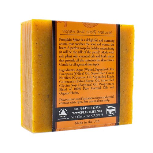 Plantlife Pumpkin Spice 3-pack Bar Soap - Moisturizing and Soothing Soap for Your Skin - Hand Crafted Using Plant-Based Ingredients - Made in California 4 oz Bar