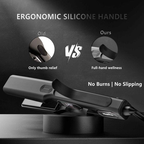 HeirPro Ceramic Flat Iron Hair Straightener with 3D Floating Plate,Hair Iron Straightener with 15 Temps for Thick Hair | Ergonomic Silicone Handle | LCD Display | Dual Voltage (1 1/2 in)