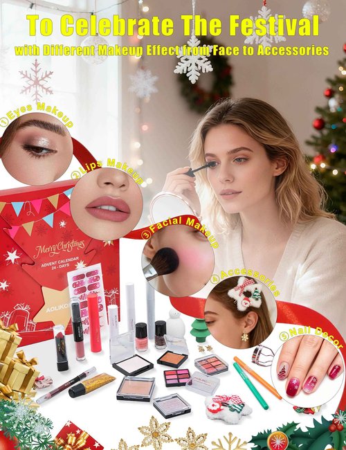 Makeup Advent Calendar 2025 for Women & Teen Girls, 24 Days Christmas Gift Makeup Sets, Xmas Countdown Calendar Full Makeup Kit Gift Set