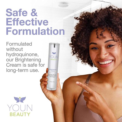 YOUN Beauty Brightening Cream with Kojic Acid, Glycolic Acid & Licorice Extract, 50ml – Hydroquinone-Free Cream for Face, Neck & Décolleté