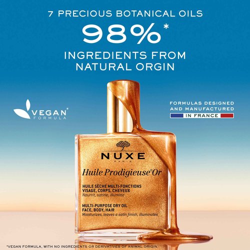 NUXE Huile Prodigieuse Shimmer Dry Oil (3.3 Fl Oz) & Rêve de Thé Aluminum-Free Deodorant (1.6 Fl Oz), Skincare Duo for Radiant Skin & 24-Hour Freshness