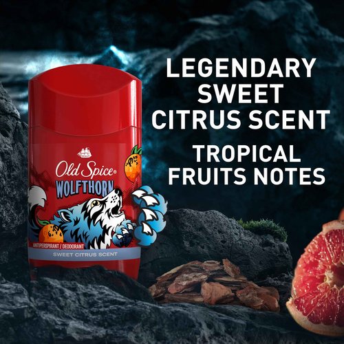 Old Spice Aluminum Free Deodorant for Men, 24/7 Odor Protection, 24/7 Freshness & Lasting Scent, Goes on Clear, Wolfthorn with Sweet Citrus Scent, 2.6 oz (Pack of 6)