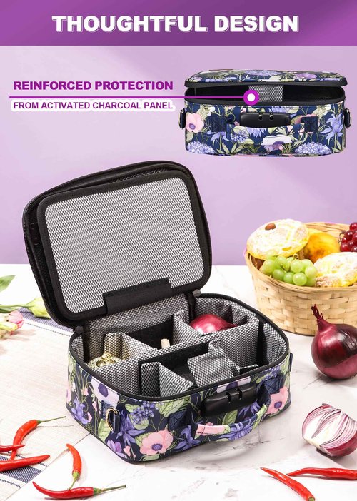 MAICHENG Storage Bag with Combination Lock Large Storage Container Cosmetic File Organizer Case Medicine Lock Box Portable Travel Storage Pouch Halloween Makeup Bag Purple