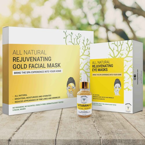 Doppeltree Golden Glow Trio Bundle | Gold Under Eye Mask + Facial Mask + Vitamin C Serum
